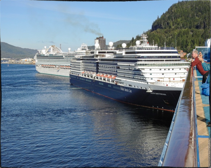 View of other cruise ships in Ketchikan from the deck of the cruise ship Coral Princess