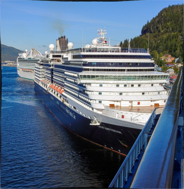 View of other cruise ships in Ketchikan from the deck of the cruise ship Coral Princess
