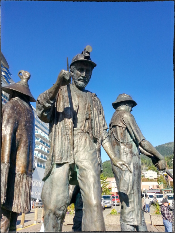 statues in Ketchikan waterfront boardwalk